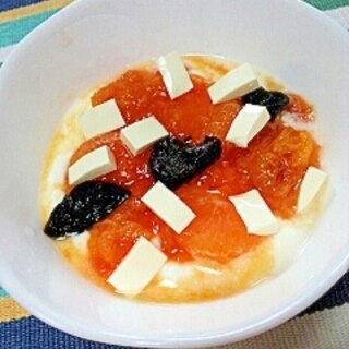 プルーンプラス☆柿と蜜柑のチーズヨーグルト♪